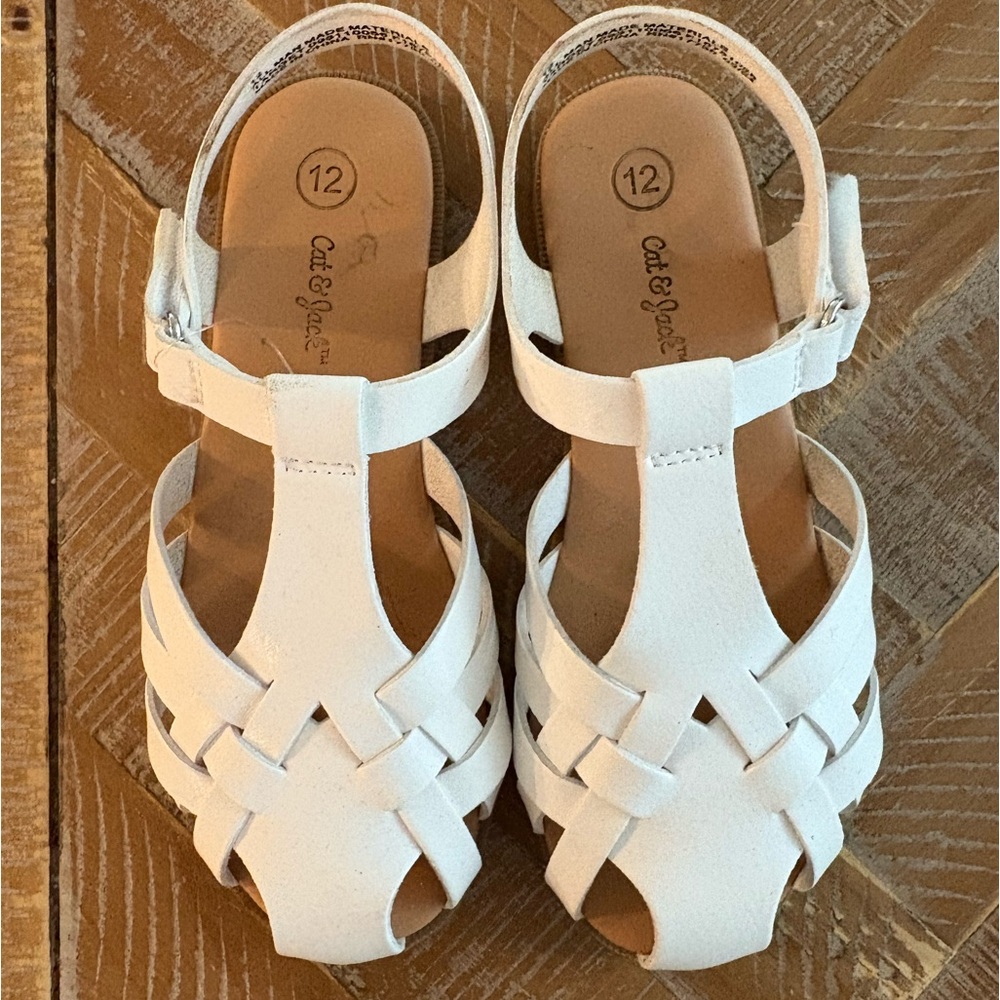 Cat and Jack Girls White Strappy Sandals
